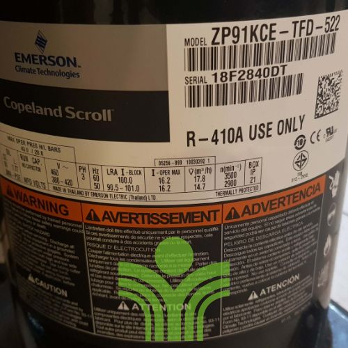 Compressor Copeland ZP91KCE-TFD-522